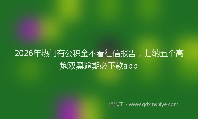 2026年热门有公积金不看征信报告,归纳五个高炮双黑逾期必下款app