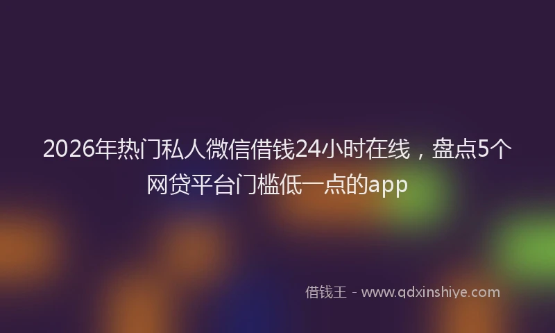 2026年热门私人微信借钱24小时在线，盘点5个网贷平台门槛低一点的app