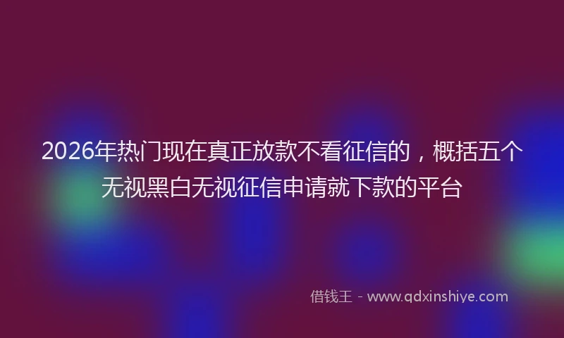 2026年热门现在真正放款不看征信的，概括五个无视黑白无视征信申请就下款的平台