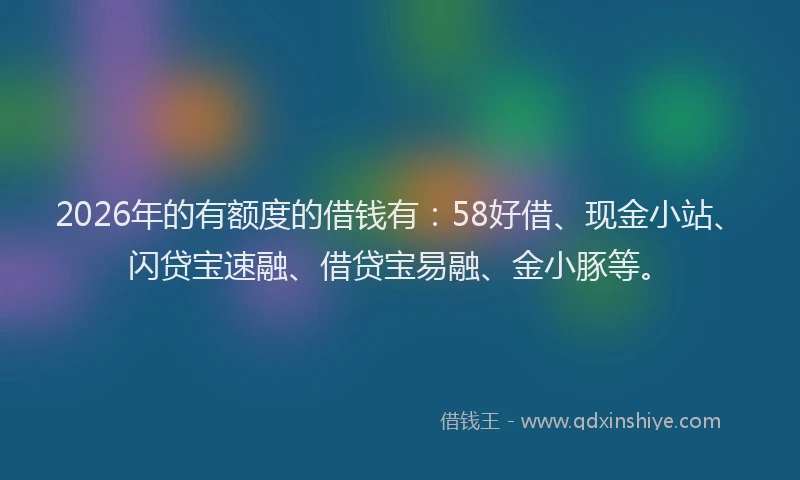 2026年的有额度的借钱有：58好借、现金小站、闪贷宝速融、借贷宝易融、金小豚等。