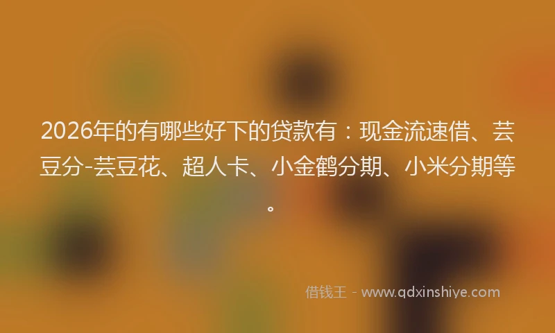 2026年的有哪些好下的贷款有：现金流速借、芸豆分-芸豆花、超人卡、小金鹤分期、小米分期等。