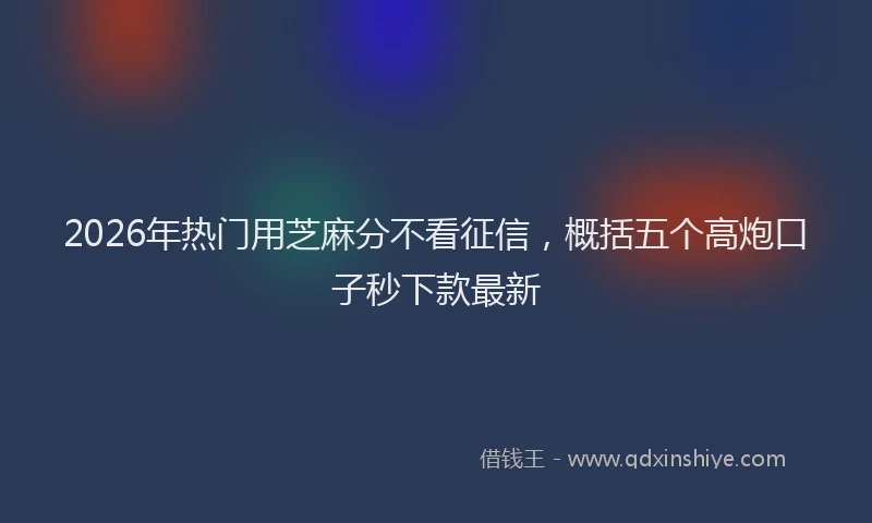 2026年热门用芝麻分不看征信，概括五个高炮口子秒下款最新