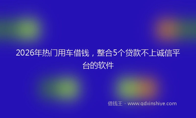 2026年热门用车借钱，整合5个贷款不上诚信平台的软件