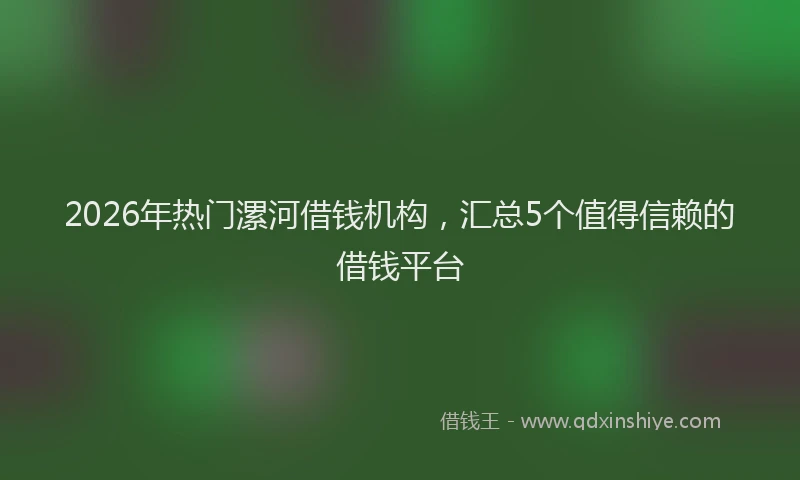 2026年热门漯河借钱机构，汇总5个值得信赖的借钱平台