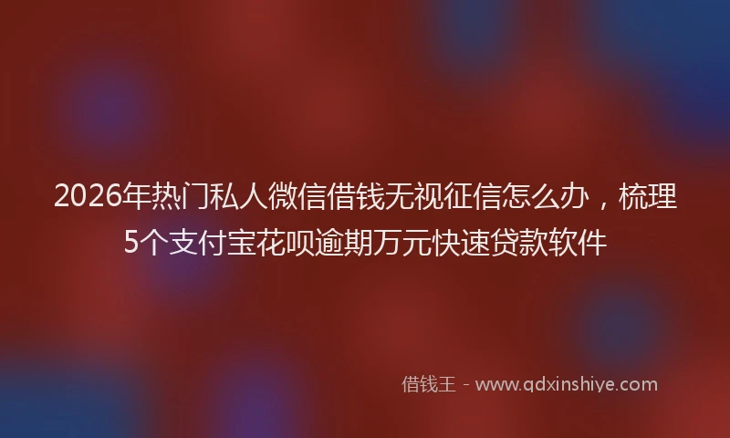 2026年热门私人微信借钱无视征信怎么办，梳理5个支付宝花呗逾期万元快速贷款软件