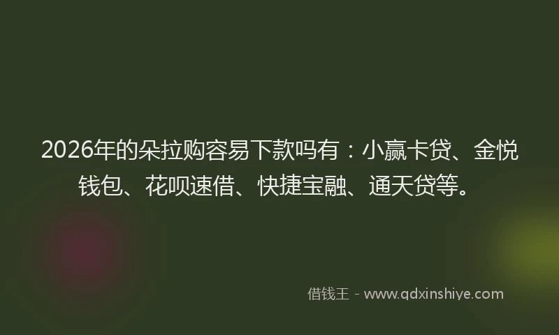 2026年的朵拉购容易下款吗有：小赢卡贷、金悦钱包、花呗速借、快捷宝融、通天贷等。
