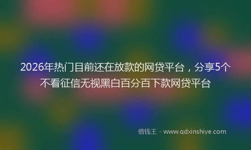 2026年热门目前还在放款的网贷平台，分享5个不看征信无视黑白百分百下款网贷平台