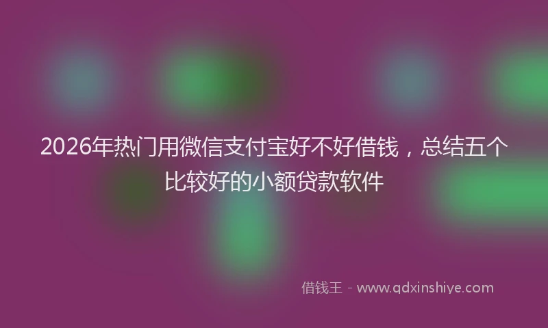 2026年热门用微信支付宝好不好借钱，总结五个比较好的小额贷款软件