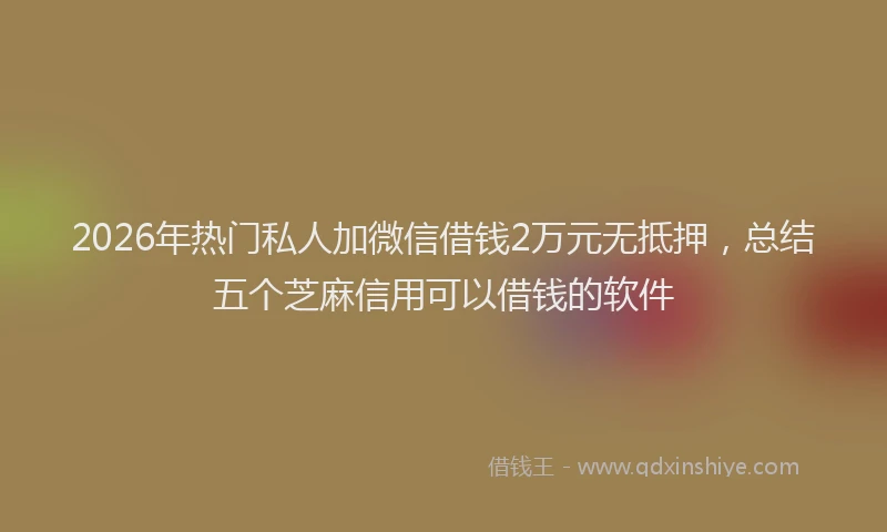 2026年热门私人加微信借钱2万元无抵押，总结五个芝麻信用可以借钱的软件