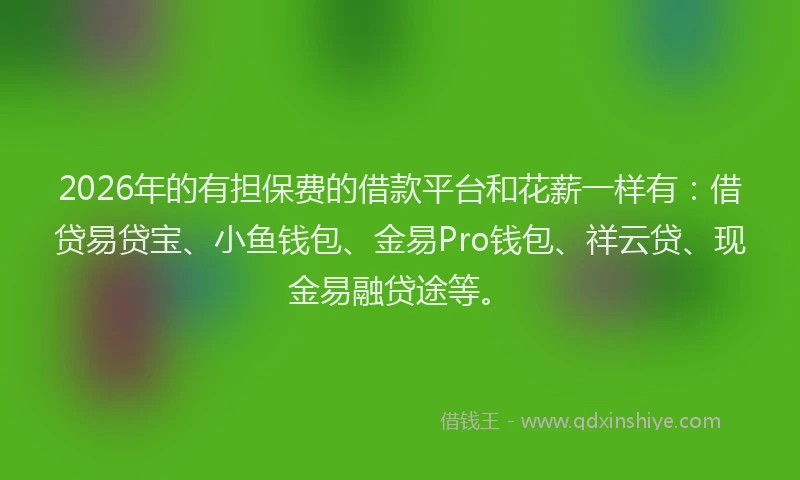 2026年的有担保费的借款平台和花薪一样有：借贷易贷宝、小鱼钱包、金易Pro钱包、祥云贷、现金易融贷途等。