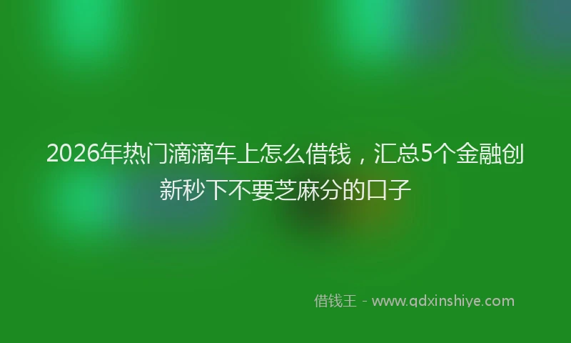 2026年热门滴滴车上怎么借钱，汇总5个金融创新秒下不要芝麻分的口子