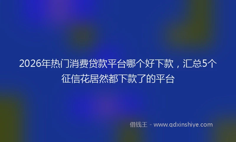 2026年热门消费贷款平台哪个好下款，汇总5个征信花居然都下款了的平台