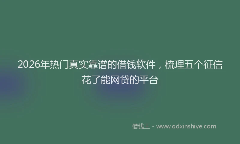 2026年热门真实靠谱的借钱软件，梳理五个征信花了能网贷的平台
