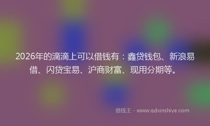 2026年的滴滴上可以借钱有：鑫贷钱包、新浪易借、闪贷宝易、沪商财富、现用分期等。