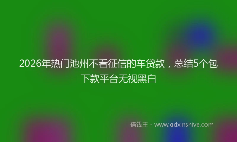 2026年热门池州不看征信的车贷款，总结5个包下款平台无视黑白