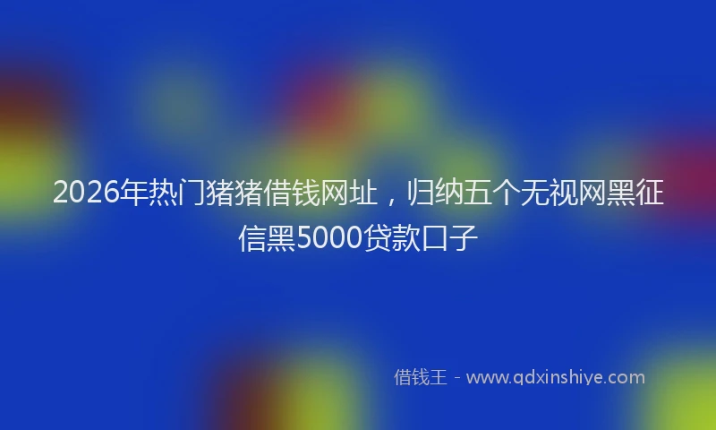 2026年热门猪猪借钱网址，归纳五个无视网黑征信黑5000贷款口子