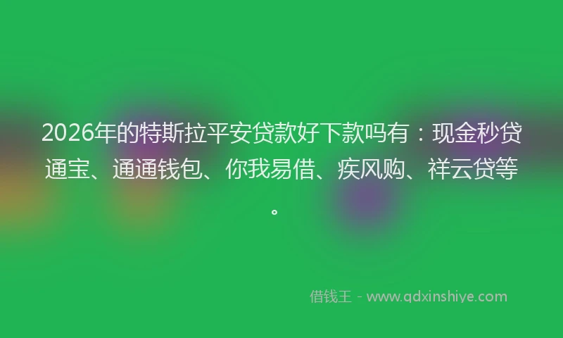 2026年的特斯拉平安贷款好下款吗有：现金秒贷通宝、通通钱包、你我易借、疾风购、祥云贷等。