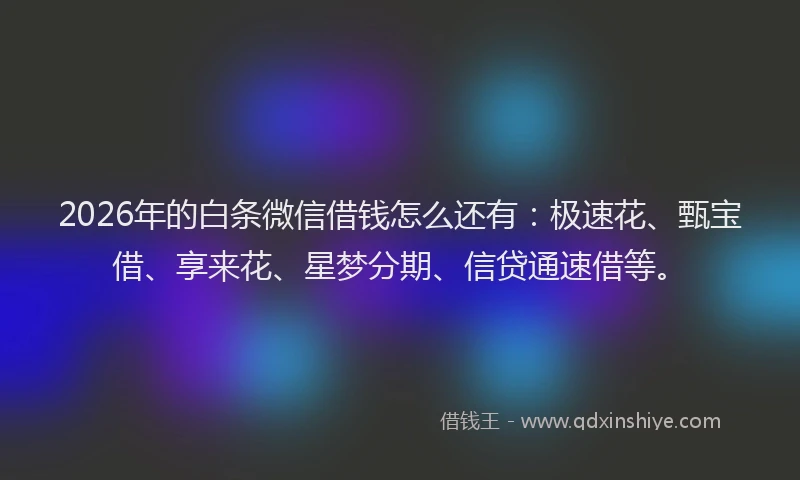 2026年的白条微信借钱怎么还有：极速花、甄宝借、享来花、星梦分期、信贷通速借等。