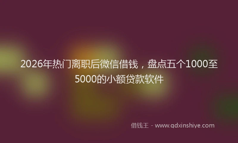 2026年热门离职后微信借钱，盘点五个1000至5000的小额贷款软件