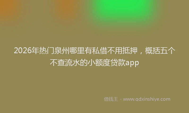 2026年热门泉州哪里有私借不用抵押，概括五个不查流水的小额度贷款app