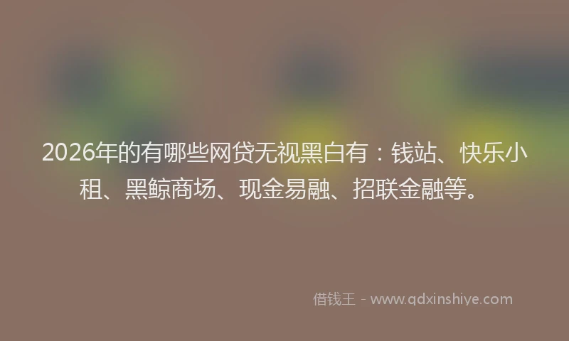 2026年的有哪些网贷无视黑白有：钱站、快乐小租、黑鲸商场、现金易融、招联金融等。