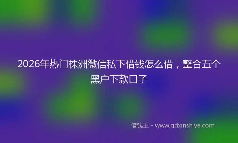 2026年热门株洲微信私下借钱怎么借，整合五个黑户下款口子