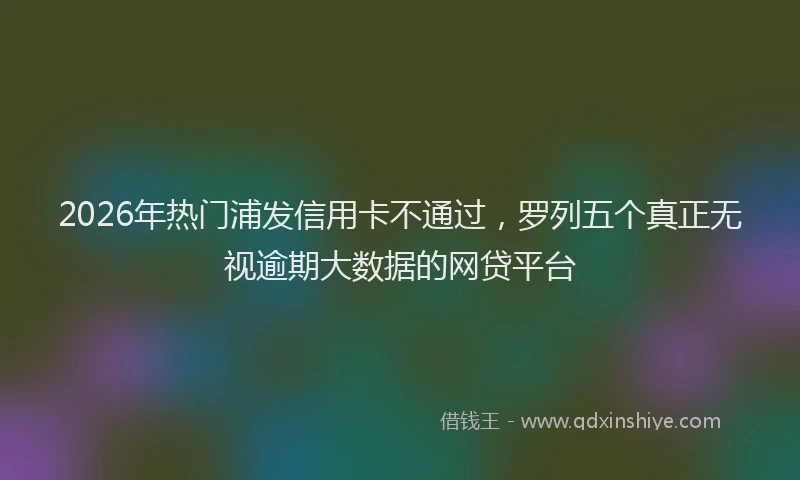 2026年热门浦发信用卡不通过，罗列五个真正无视逾期大数据的网贷平台