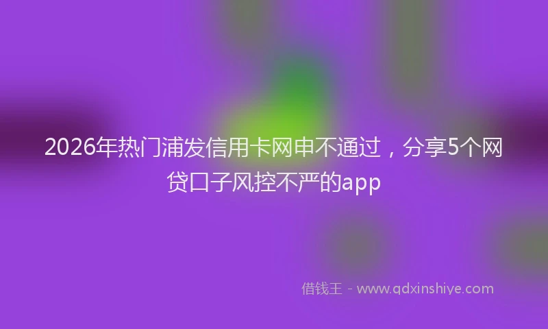 2026年热门浦发信用卡网申不通过，分享5个网贷口子风控不严的app