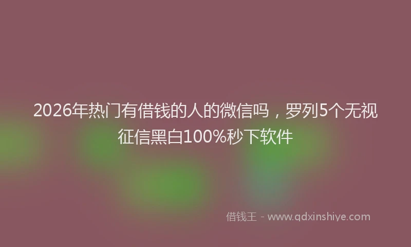 2026年热门有借钱的人的微信吗，罗列5个无视征信黑白100%秒下软件