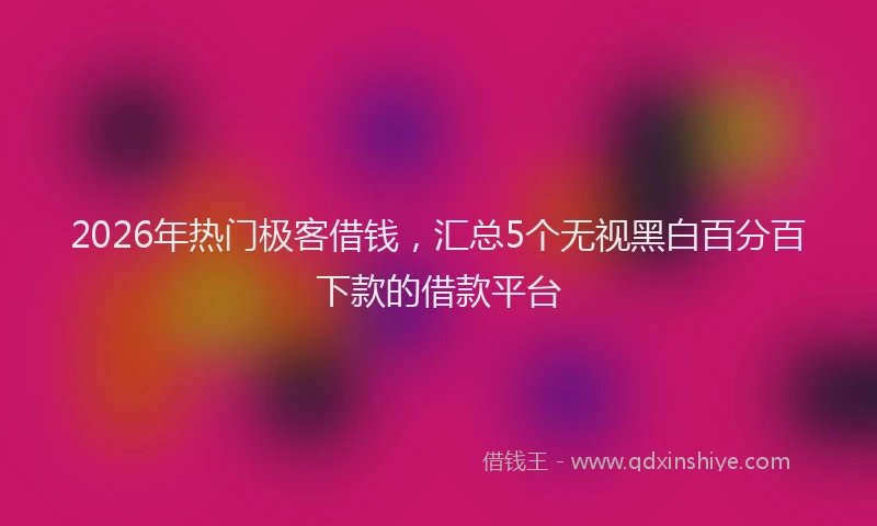 2026年热门极客借钱，汇总5个无视黑白百分百下款的借款平台