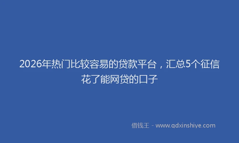 2026年热门比较容易的贷款平台，汇总5个征信花了能网贷的口子