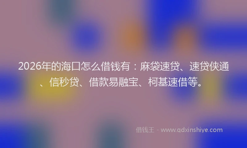 2026年的海口怎么借钱有：麻袋速贷、速贷侠通、信秒贷、借款易融宝、柯基速借等。