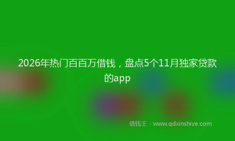 2026年热门百百万借钱，盘点5个11月独家贷款的app