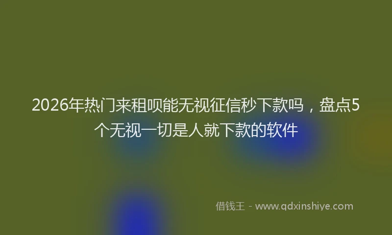 2026年热门来租呗能无视征信秒下款吗，盘点5个无视一切是人就下款的软件