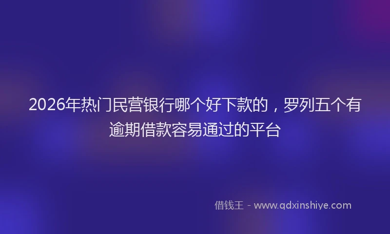 2026年热门民营银行哪个好下款的，罗列五个有逾期借款容易通过的平台