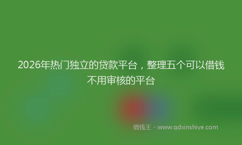 2026年热门独立的贷款平台，整理五个可以借钱不用审核的平台