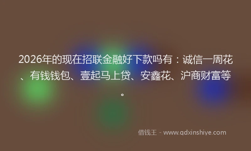 2026年的现在招联金融好下款吗有：诚信一周花、有钱钱包、壹起马上贷、安鑫花、沪商财富等。