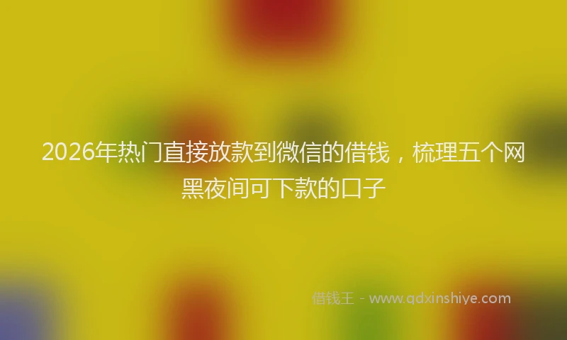 2026年热门直接放款到微信的借钱，梳理五个网黑夜间可下款的口子