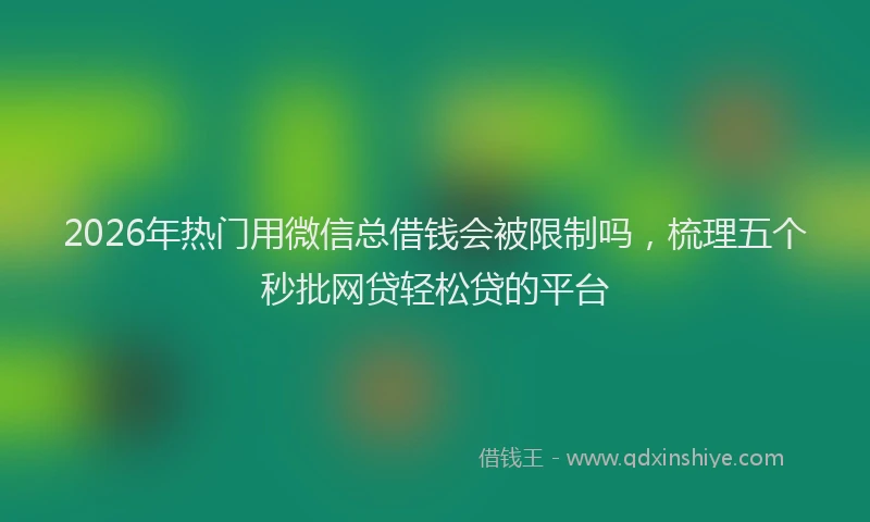 2026年热门用微信总借钱会被限制吗，梳理五个秒批网贷轻松贷的平台
