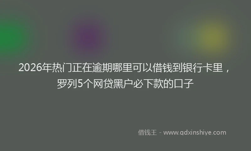 2026年热门正在逾期哪里可以借钱到银行卡里，罗列5个网贷黑户必下款的口子