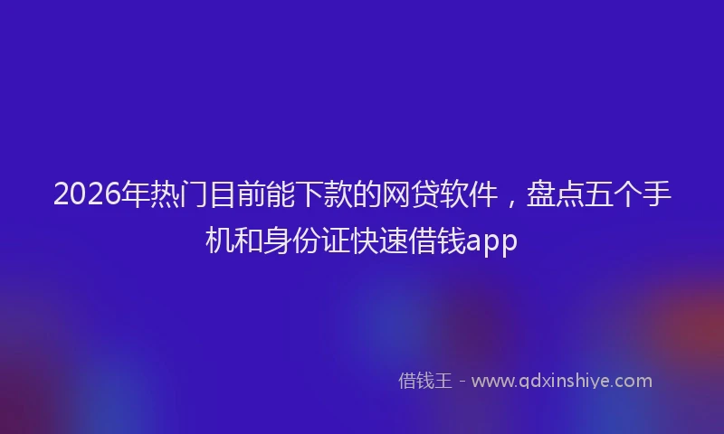 2026年热门目前能下款的网贷软件，盘点五个手机和身份证快速借钱app