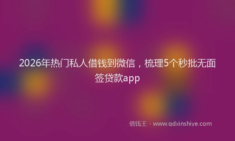 2026年热门私人借钱到微信，梳理5个秒批无面签贷款app