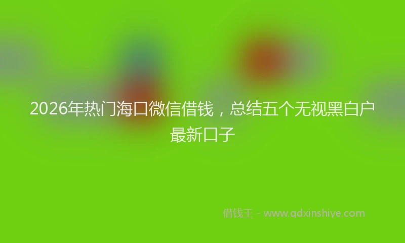 2026年热门海口微信借钱，总结五个无视黑白户最新口子