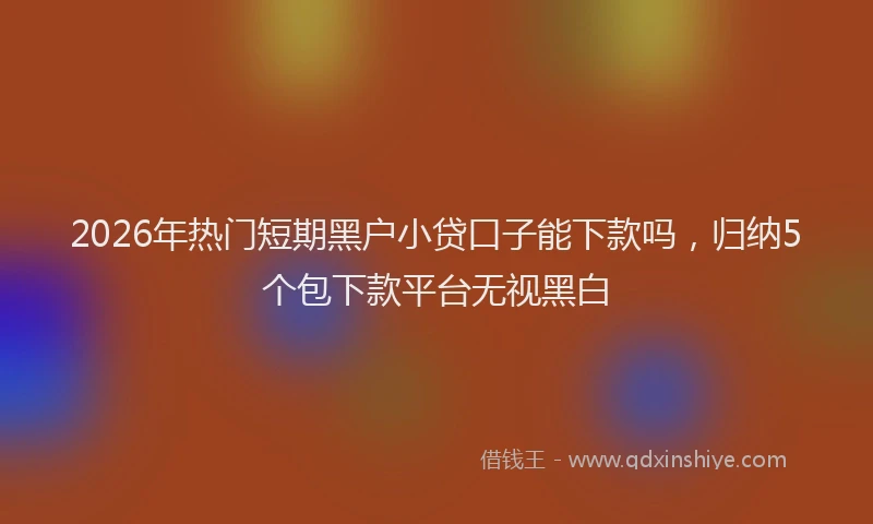 2026年热门短期黑户小贷口子能下款吗，归纳5个包下款平台无视黑白