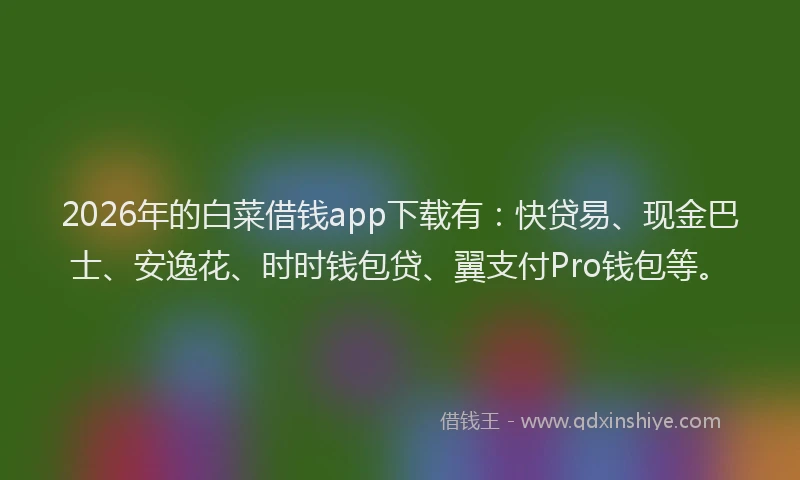 2026年的白菜借钱app下载有：快贷易、现金巴士、安逸花、时时钱包贷、翼支付Pro钱包等。