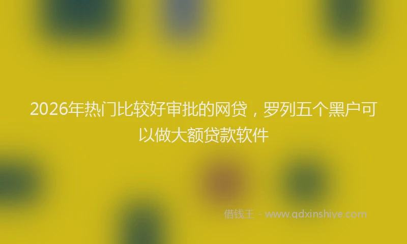 2026年热门比较好审批的网贷，罗列五个黑户可以做大额贷款软件