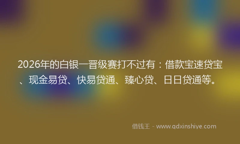 2026年的白银一晋级赛打不过有：借款宝速贷宝、现金易贷、快易贷通、臻心贷、日日贷通等。