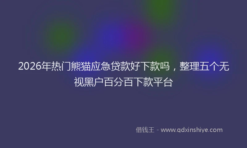 2026年热门熊猫应急贷款好下款吗，整理五个无视黑户百分百下款平台