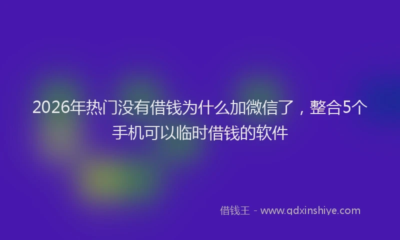 2026年热门没有借钱为什么加微信了，整合5个手机可以临时借钱的软件