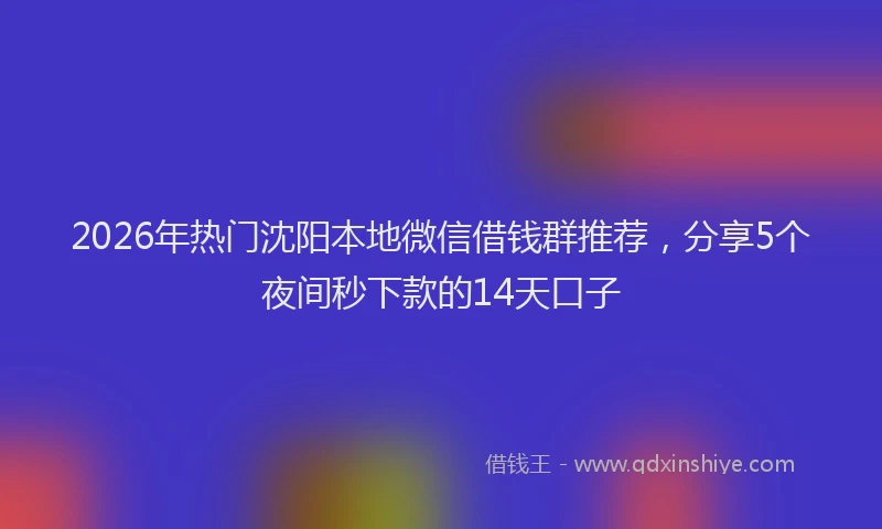 2026年热门沈阳本地微信借钱群推荐，分享5个夜间秒下款的14天口子